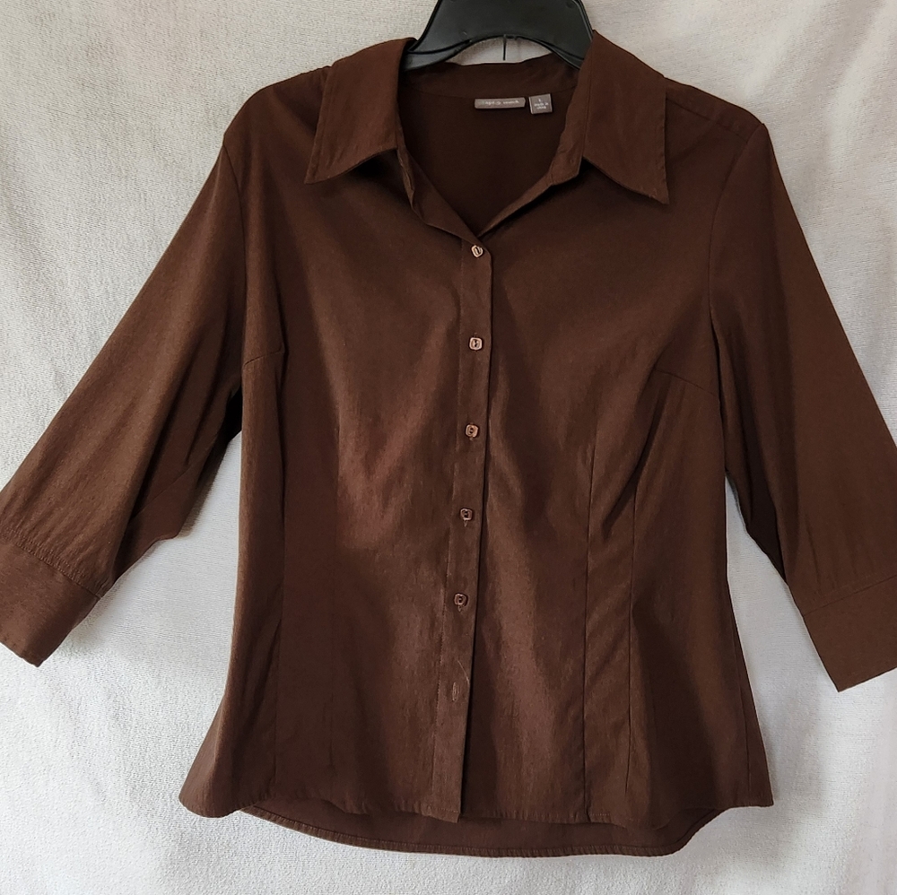 Apt. 9 Chocolate Brown Women's Button-Down Shirt